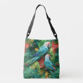 Colorful parrots kirigami crossbody tas (Achterkant)