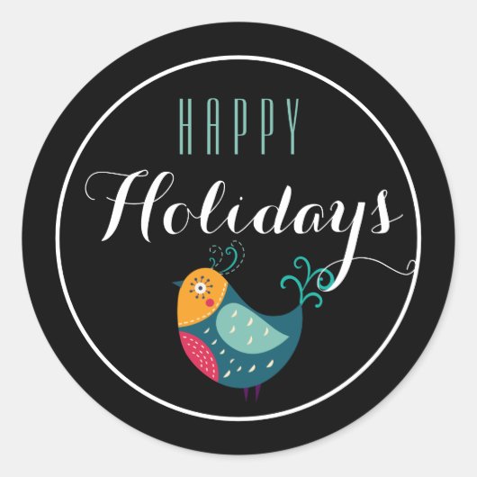 Colorful Partridge Happy Holiday Sticker (Voorkant)