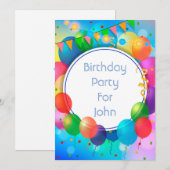 Colorful Party-ballonnen Kaart (Voorkant / Achterkant)