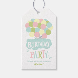 Colorful Pastel Balloons Birthday Gift Label Cadeaulabel