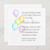 Colorful Pastel Birthday-ballonnen Kaart (Voorkant / Achterkant)