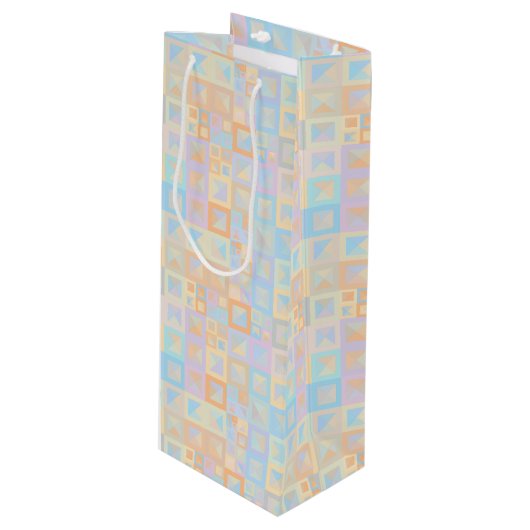 Colorful Pastel Boho Mod Geometric Abstract Wijn Cadeautas (Voorkant Gekanteld)