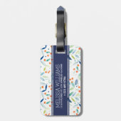 Colorful Pastel Botanische Waterverven Patroon Bagagelabel (Achterkant verticaal)