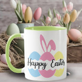 Colorful Pastel Bunny and Eggs Happy Easter Mok