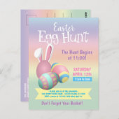 Colorful Pastel Bunny Easter Egg Hunt Party Briefkaart (Voorkant / Achterkant)