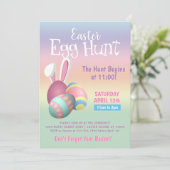 Colorful Pastel Bunny Easter Egg Hunt Party Kaart (Staand voorkant)
