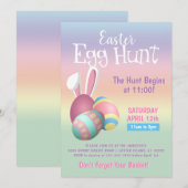 Colorful Pastel Bunny Easter Egg Hunt Party Kaart (Voorkant / Achterkant)