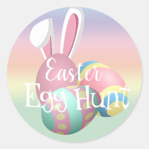 Colorful Pastel Bunny Easter Egg Hunt Ronde Sticker