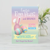 Colorful Pastel Bunny Easter Hunt Brunch Kaart (Staand voorkant)