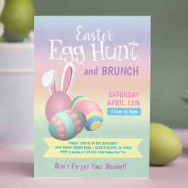 Colorful Pastel Bunny Easter Hunt Brunch Kaart
