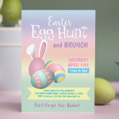 Colorful Pastel Bunny Easter Hunt Brunch Kaart