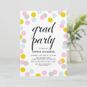 Colorful Pastel Confetti Stippen Graduation Party Kaart (Staand voorkant)