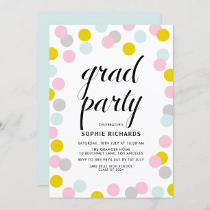 Colorful Pastel Confetti Stippen Graduation Party Kaart