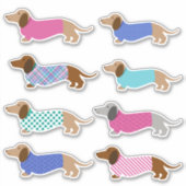 Colorful Pastel Dachshund Stickers (Voorkant)