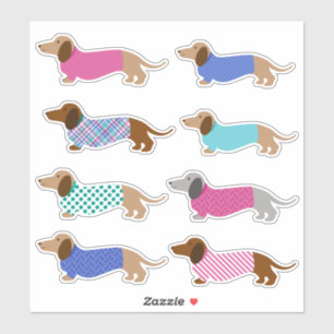 Colorful Pastel Dachshund Stickers