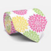 Colorful Pastel dahlia bloempatroon Stropdas (Opgerold)