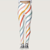Colorful Pastel Diagonal Stripes Leggings (Voorkant)