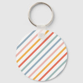 Colorful Pastel Diagonal Stripes Sleutelhanger (Voorkant)