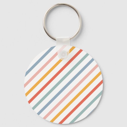 Colorful Pastel Diagonal Stripes Sleutelhanger (Voorkant)