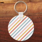 Colorful Pastel Diagonal Stripes Sleutelhanger (Voorkant)