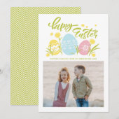 Colorful Pastel Easter Eggs Happy Paasfoto Feestdagenkaart (Voorkant / Achterkant)