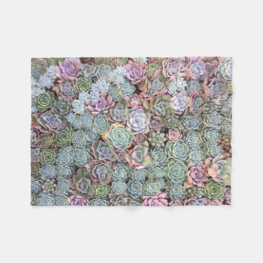Colorful Pastel Echeveria Succulent SMALL Fleece Deken (Voorkant (Horizontaal))