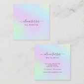 Colorful Pastel Feminine holografisch Vierkante Visitekaartje (Voorkant / Achterkant)