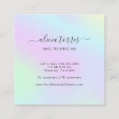 Colorful Pastel Feminine holografisch Vierkante Visitekaartje (Achterkant)