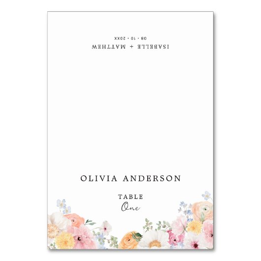 Colorful Pastel Floral Guest Name Kaart (Voorkant)
