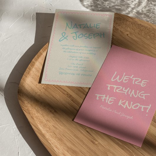 Colorful Pastel Hand Written Spring Fun Wedding Kaart