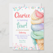 Colorful pastel Ice Cream Birthday Uitnodiging (Voorkant)
