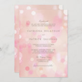 Colorful Pastel Lights Bokeh Wedding Invitation Kaart (Voorkant / Achterkant)