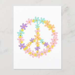 Colorful Pastel Mermaid Colors Floral Peace Sign Briefkaart