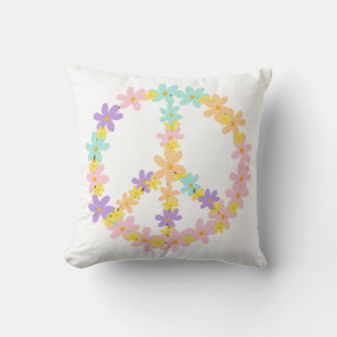 Colorful Pastel Mermaid Colors Floral Peace Sign Kussen