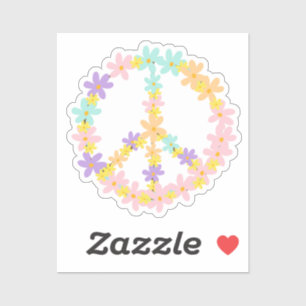 Colorful Pastel Mermaid Colors Floral Peace Sign Sticker