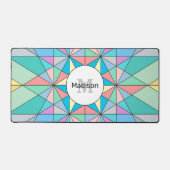 Colorful Pastel Mosaic Triangle Star Monogram Bureaumat (Voorkant)