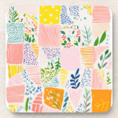 Colorful Pastel Patchwork Preppy Bier Onderzetter (Voorkant)