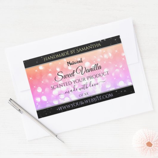 Colorful Pastel Rainbow Glitter Product Labels (Envelop)
