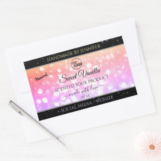 Colorful Pastel Rainbow Glitter Product Labels (Envelop)