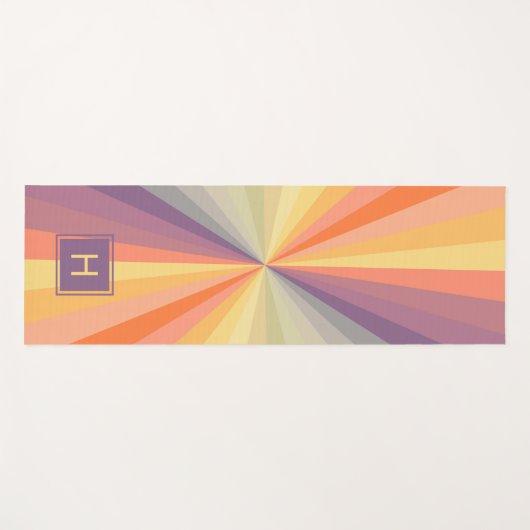 Colorful Pastel Rainbow Monogram Yogamat (Voorkant (horizontaal))
