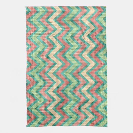 Colorful Pastel Retro Chevron Pattern Texture Theedoek (Verticaal)