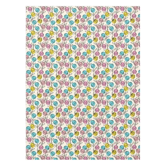Colorful Pastel Roses Tafelkleed (Voorkant)