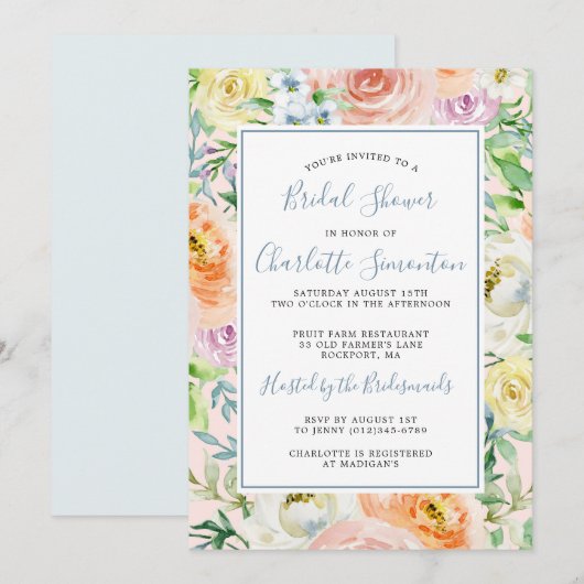 Colorful Pastel Spring Flower Vrijgezellenfeest In Kaart (Voorkant / Achterkant)