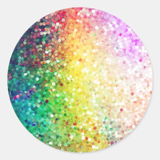 Colorful Pastel Tones Retro Glitter Ronde Sticker (Voorkant)