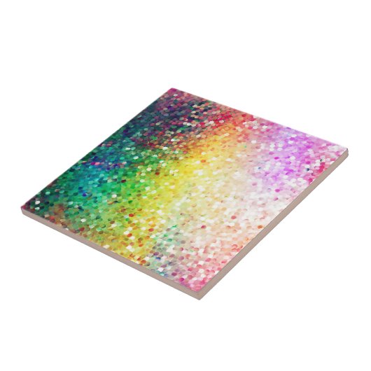Colorful Pastel Tones Retro Glitter Tegeltje (Zijkant)