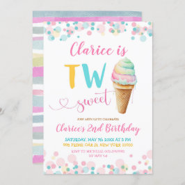 Colorful Pastel Two Sweet Kind Second Birthday Kaart