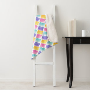 Colorful Pastel Waterverf Brush Strokes Patroon Sherpa Deken