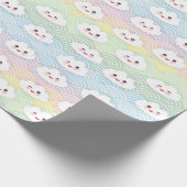 Colorful Pastel Waves Kawaii Clouds Patroon Cadeaupapier (Hoek)