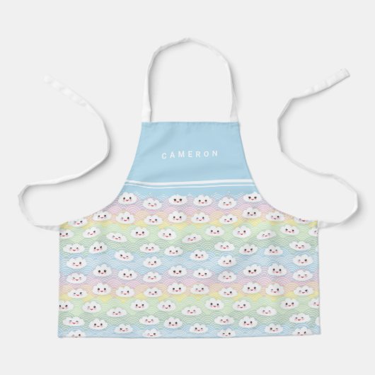 Colorful Pastel Waves Kawaii Clouds Pattern Kinder Schort (Voorkant)