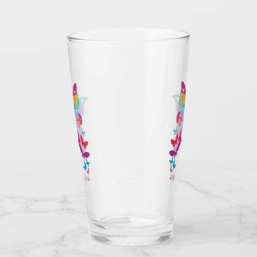 Colorful Patchwork Butterflies Drink glas (Rechts)